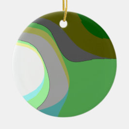 Ornamento De Cerâmica Arte Abstrata 303 - Groovy Retro Verde Azul Amarel