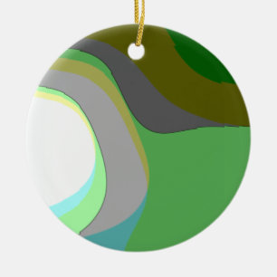 Ornamento De Cerâmica Arte Abstrata 303 - Groovy Retro Verde Azul Amarel