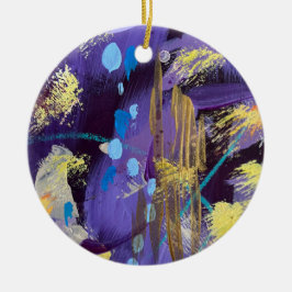 Ornamento De Cerâmica Arte abstrata azul, roxa e dourada emocionante