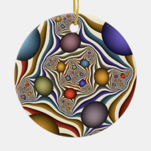 Ornamento De Cerâmica Arte abstrata fractal moderna colorida voadora