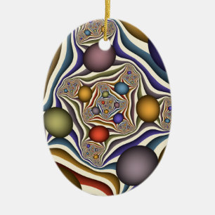 Ornamento De Cerâmica Arte abstrata fractal moderna colorida voadora