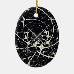 Ornamento De Cerâmica Arte Abstrata Teia de Aranha Dourada