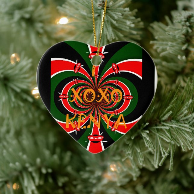 Ornamento De Cerâmica Arte Abstrato de Bandeira do Quênia inspirada na Á (Árvore)