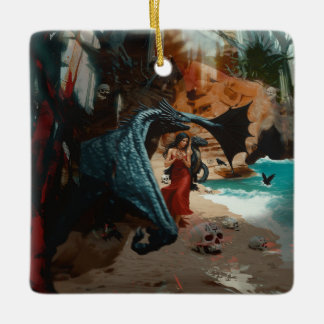 Ornamento De Cerâmica Arte AI Escura Oculta Escura Oculta abstrato Drago