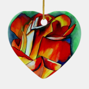 Ornamento De Cerâmica Arte aquarela rosa França Livre