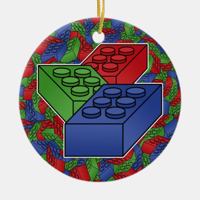 Ornamento De Cerâmica Arte - blocos da construção para miúdos (Frente)