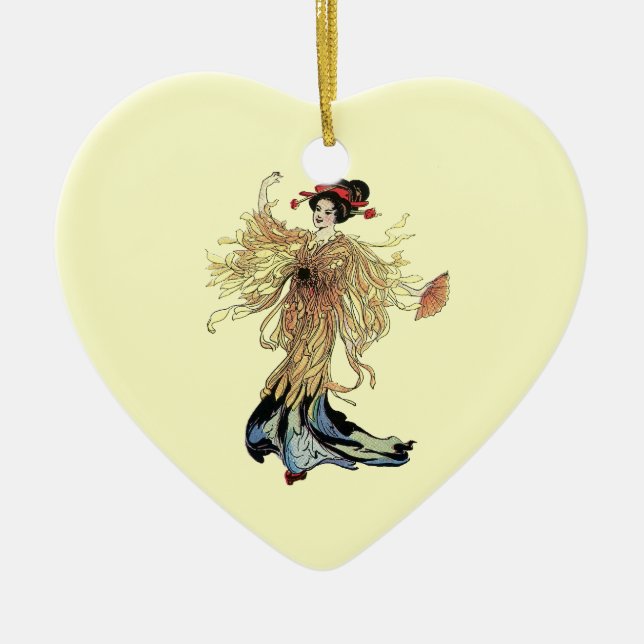 Ornamento De Cerâmica Arte bonito Gisha Flower Fairy Fada Japonesa (Frente)