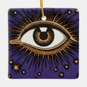 Ornamento De Cerâmica Arte Celestial Místico do Olho que Tudo Vê Vintage