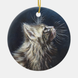 Ornamento De Cerâmica Arte clara da pintura do gato de Maine Coone do
