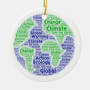 Ornamento De Cerâmica Arte com palavras sobre mudança climática