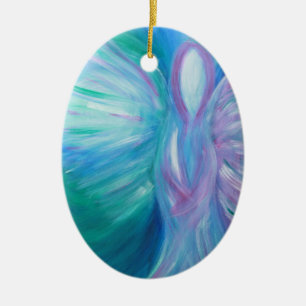 Ornamento De Cerâmica Arte cura lunática de anjo azul