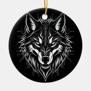 Ornamento De Cerâmica Arte da cabeça de lobo