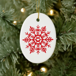 Ornamento De Cerâmica Arte de Árvore de Natal Vermelha Snowflake