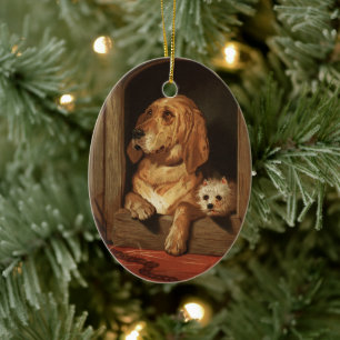 Ornamento De Cerâmica Arte de Cachorro Vintage Bloodhound Vitoriano e We