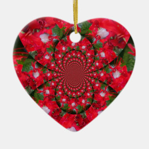 Ornamento De Cerâmica Arte de Caleidoscópio Flor Vermelha Natural Pena B