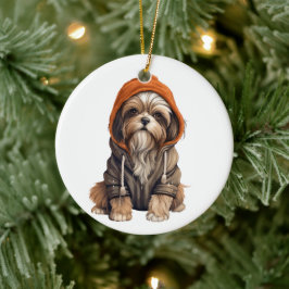 Ornamento De Cerâmica Arte de Cão Shih Tzu Personalizada