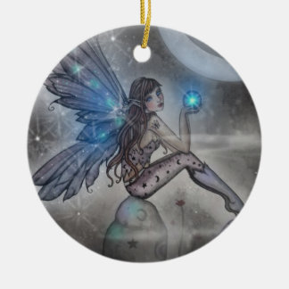 Ornamento De Cerâmica Arte de Fantasia de Fada Azul Brilhante