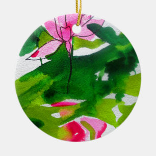 Ornamento De Cerâmica Arte de flor de água em aguarela abstrata