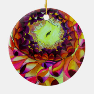 Ornamento De Cerâmica Arte de flor original de Dahlia abstrato