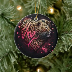 Ornamento De Cerâmica Arte de Grafite de Amor Coração de Leopardo