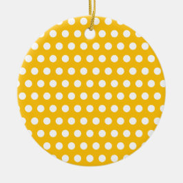Ornamento De Cerâmica Arte de Padrão de Bolinhas Brancas e Amarelo Ensol