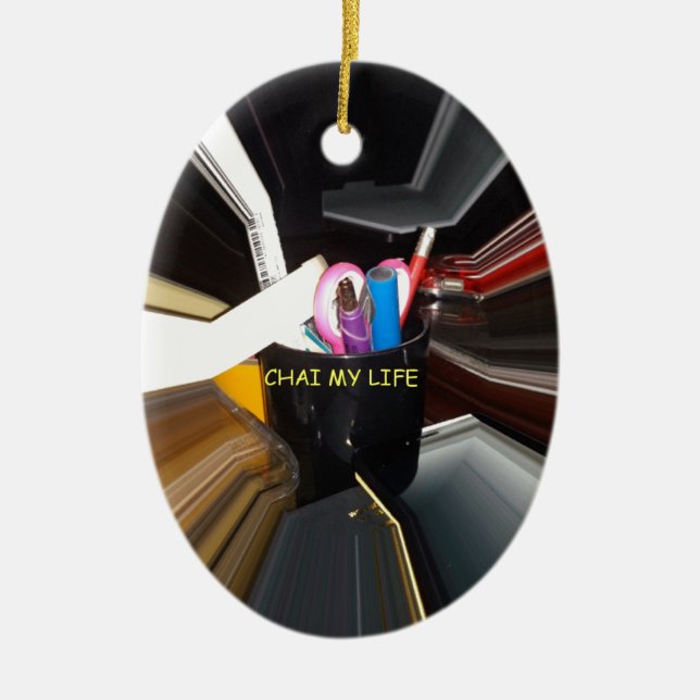 Ornamento De Cerâmica Arte de Papel de carta do Tea Mug Life abstrato (Frente)