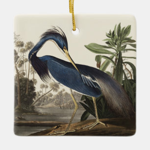 Ornamento De Cerâmica Arte de Pássaro Garça da Louisiana Audubon Vintage