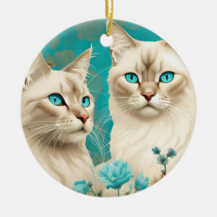Ornamento De Cerâmica Arte de retrato siamês Lilac Lynx Point