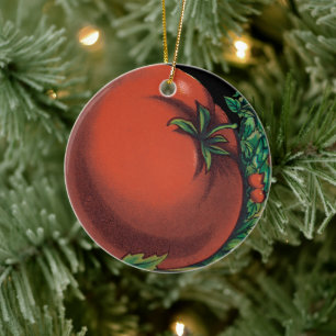 Ornamento De Cerâmica Arte de rótulo de pacote de sementes vintage, Toma