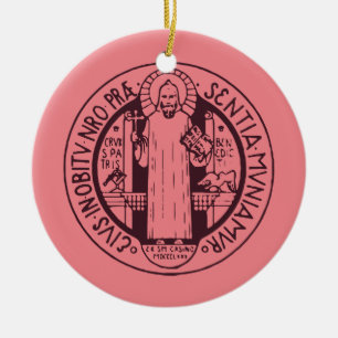 Ornamento De Cerâmica Arte de Símbolo Minimalista da Medalha de São Bent