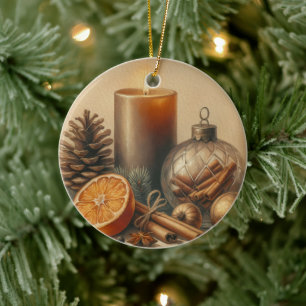 Ornamento De Cerâmica Arte de Vela de Natal