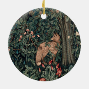 Ornamento De Cerâmica Arte de Vida Selvagem Raposa Verde William Morris