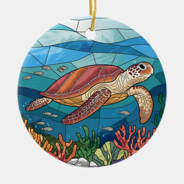 Ornamento De Cerâmica Arte De Vidro Arrefecida, Tartaruga De Vidro Manch (Frente)