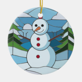 Ornamento De Cerâmica Arte De Vidro Manchada, Vidro Snowman Contido