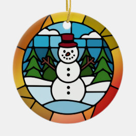 Ornamento De Cerâmica Arte De Vidro Manchada, Vidro Snowman Contido