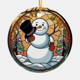 Ornamento De Cerâmica Arte De Vidro Manchada, Vidro Snowman Contido