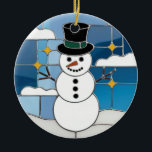 Ornamento De Cerâmica Arte De Vidro Manchada, Vidro Snowman Contido<br><div class="desc">Um boneco de neve de vidro manchado é uma encantadora cena de inverno que pode trazer calor e alegria a qualquer espaço. Muitas vezes retratado com um corpo redondo, um chapéu de topo e um nariz de cenoura, o boneco de neve pode ser trabalhado em vários tamanhos e estilos. O...</div>
