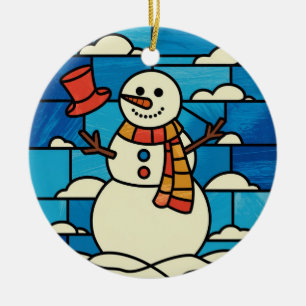 Ornamento De Cerâmica Arte de Vidro Pintado, Boneco de Neve em Vidro Pin