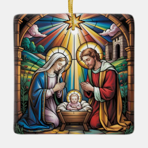 Ornamento De Cerâmica Arte de Vitral da Natividade – Natal da Sagrada Fa