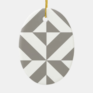 Ornamento De Cerâmica Arte Deco Geométrico Cinza Prata