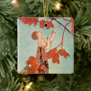 Ornamento De Cerâmica Arte Deco Vintage, Pássaro Volúvel por George Barb