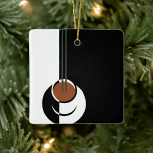 Ornamento De Cerâmica Arte Deco Vintage, Xícara de Café com Vapor