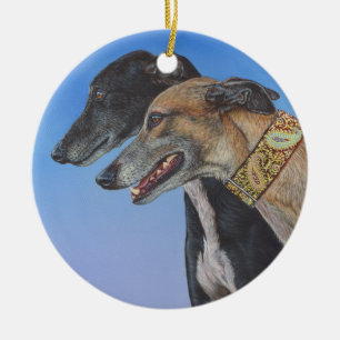 Ornamento De Cerâmica Arte dinâmica da pintura do cão de Whippet do