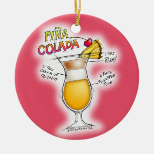 ORNAMENTO DE CERÂMICA ARTE DO COCKTAIL DA RECEITA DE PINA COLADA