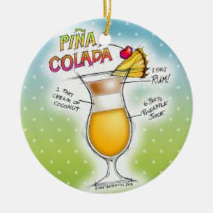 ORNAMENTO DE CERÂMICA ARTE DO COCKTAIL DA RECEITA DE PINA COLADA