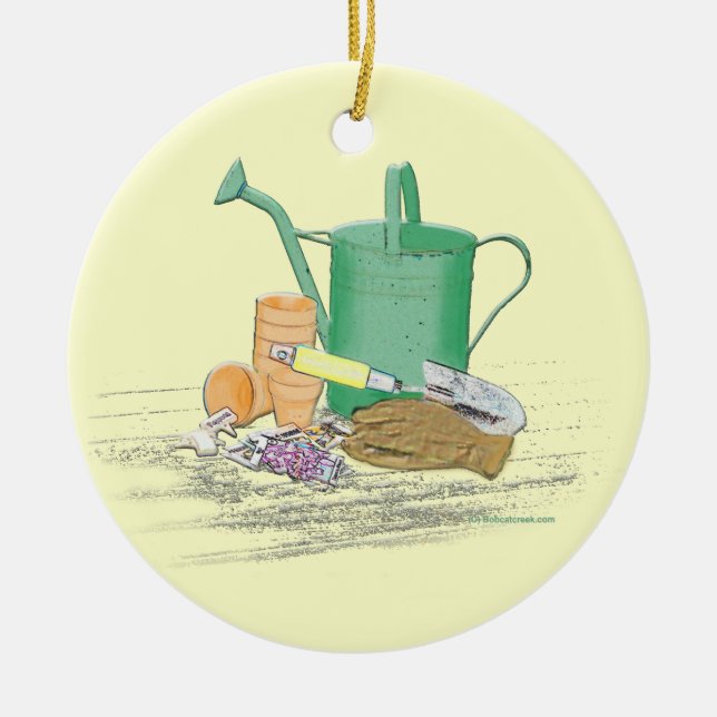 Ornamento De Cerâmica Arte do jardim das ferramentas de jardim (Frente)