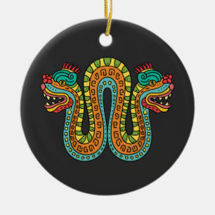 Ornamento De Cerâmica Arte do México Cobra de Serpentes de Dupla Cabeça
