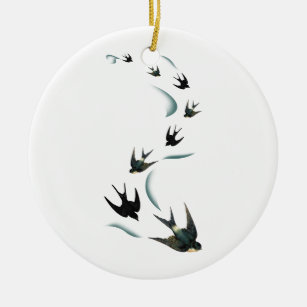 Ornamento De Cerâmica Arte dos pássaros da andorinha do vintage