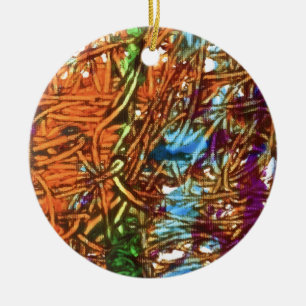 Ornamento De Cerâmica Arte em mármore laranja, verde, azul e roxo