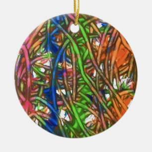 Ornamento De Cerâmica Arte em mármore rosa, azul, verde, laranja